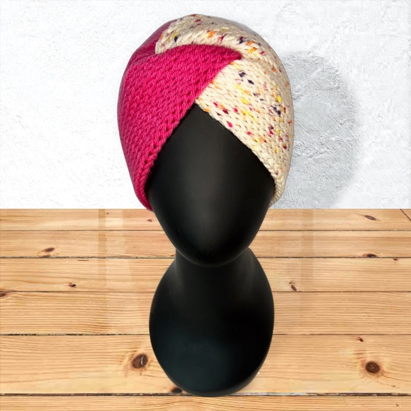 Hand Crafted Accessories - Handmade Knit Twist Ear Warmers Handcrafted Headband Hot Rose & Drizzle Me This